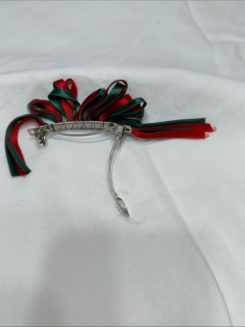 Red & Green Ribbon Hair Barrette - Picture 4 of 4
